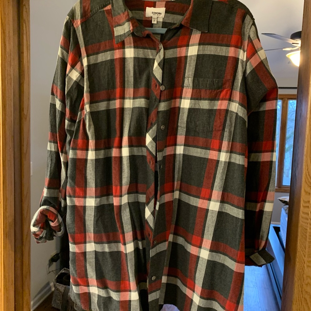 Sonoma Flannel size 2X. Cute for the holidays!